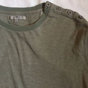 7 For All Mankind Green Long Sleeve Tee